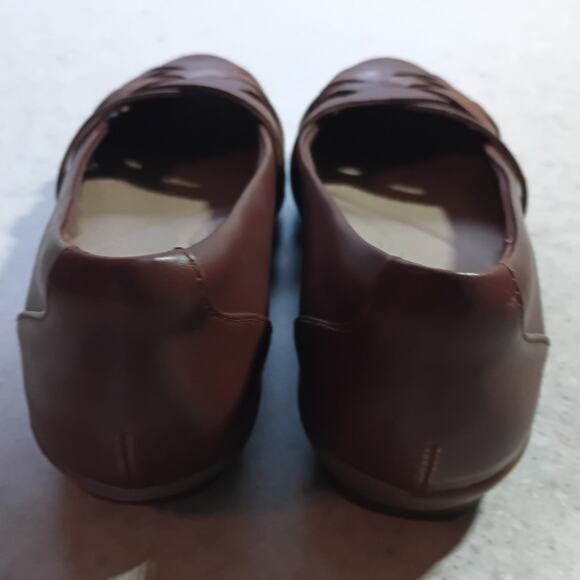 Clarks Leather Braided Flats 6 Brown Minimalist Comfort Classic Quietlux Neutral - Picture 5 of 10
